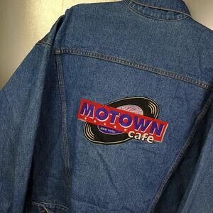 Motown Cafe New York City Vintage 90s Denim Jacket Large Trucker Embroidered